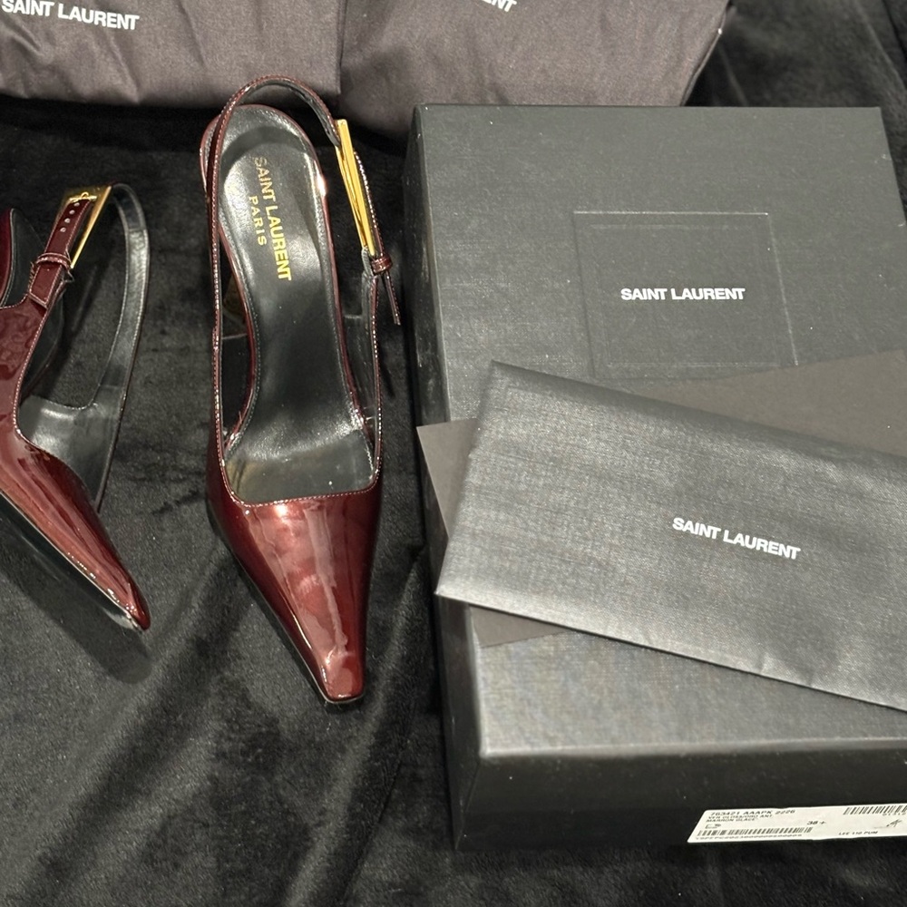 Saint Laurent Dark Red Patent Heels